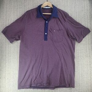 Criquet Polo Shirt Mens XL Purple Blue‎ Striped Classic Pocket Austin TX Preppy